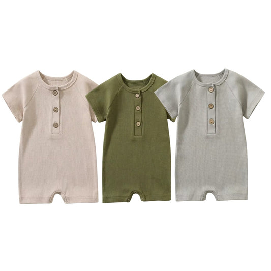 Babyromper i Ribbad Bomull